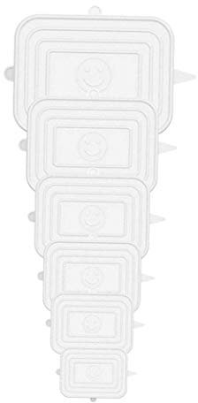 YOUYIKE® Rechteckig Silikon Stretch Deckel,6 Stück Dehnbare Silikondeckel Stretch Lid Silikon Abdeckung in Verschiedenen Größen Wiederverwendbar Dauerhaft Erweiterbar für Schüsseln,Becher,Dosen.