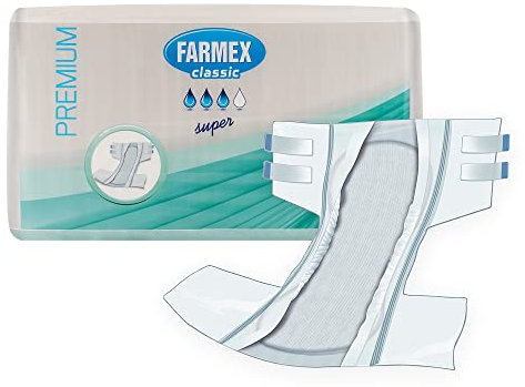 Farmex Inkontinenz Windel für Erwachsene TNT Super saugfähige Einweg Unterwäsche bei Blasenschwäche atmungsaktiv und hypoallergen hautfreundlich, L, 30 stück, Pack of 30