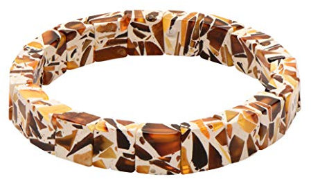 ANDANTE Premium Collection - Natur OSTSEE Bernstein - Armband Längenverstellbar 14 cm - 19 cm elastisch dehnbar größenverstellbar ** Cubes ** Zertifiziert - Gold des Meeres - Farbe: Cognac, Gelb, Weiß