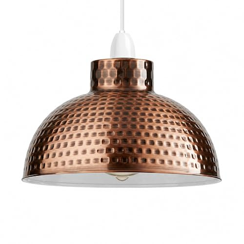 DC VOLTAGE Pantalla de cúpula de cobre de 26 cm, estilo retro, industrial | Iluminación de techo industrial moderna para dormitorio, pasillo, oficina, cafetería y restaurante
