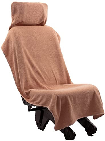 Autoschonbezüge, Sitzbezüge, Wohnmobilbezüge, Einzelsitzbezüge aus 100% Baumwolle mit Klettverschluß, universal als Überwurf, Ideal für Sportler, Camper (beige)