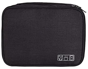 Elektronische Tasche Organizer Kabeltasche Universal Reisekabe Reise-Elektronik-Organizer, Kabel-Hülle für Powerbank, Kamera, iPad und Speicherkarte (schwarz)