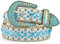 LEACOOLKEY Damenmode Strass Gürtel, Western Cowgirl Nieten Punk PU Ledergürtel für Jeans (S:Passgröße 70cm-80cm = 105cm Gesamtlänge,M-Blau)