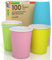 100 Bicchieri in Carta 200ml Ecologici Biodegradabili Monouso Made in Italy Asporto Bevande Calde Acqua - MIX di Colori Verde Giallo Rosa e Celeste - Prodotto e confezionato in Italia