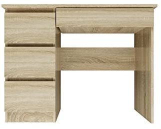 CDF Kinderschreibtisch Sonoma Eiche mit 4 Schubladen Links – höhenverstellbar 60–80 cm, ergonomisch & kindersicher, MDF-Platte, Stabiler Rahmen – für Schule, Lernen & Spielen