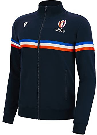 Macron Sweatshirt mit Reißverschluss für Erwachsene, Rugby, Frankreich, World Cup 2023, offiziell, blau, Medium