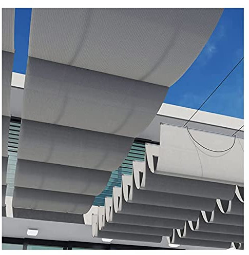 STRMAX Filet D'ombrage Toile D'ombrage,Couverture De Remplacement For Auvent D'ombrage Rétractable, For Cadre De Pergola Coulissant Sur Câble Métallique Vague Goutte D'ombre Couverture Voile D'ombrage
