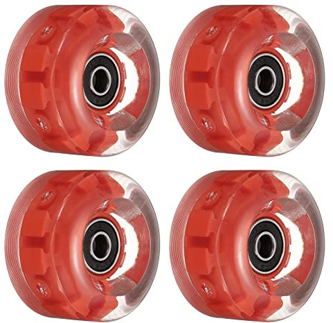 PATIKIL 4Pack Rollschuh mit Lager Leuchtend Ersatz für Doppelreihe 32x58mm Rot