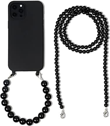 Rokmym Necklace Lanyard Case Compatible with iPhone 13 Mini Beaded Bracelet TPU Phone Case 3 in 1 Lanyard Soft Silicone Case with Wrist Strap Fashion Case for iPhone 13 Mini