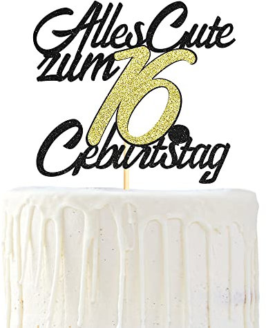 Sumerk 1 Stück 16.Geburtstag Tortendeko Happy 16th Birthday Cake Topper 16.Alles Gute Geburtstag Cake Topper 16 Jahre Torte Kuchen Deko für 16 Geburstagstorte Deko Jungen Mädchen Mann Frau
