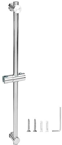QWORK® 80 cm Barra de ducha con soporte de ducha - Acero inoxidable SUS 304 - Superficie cepillada - Orificios de fijación regulables