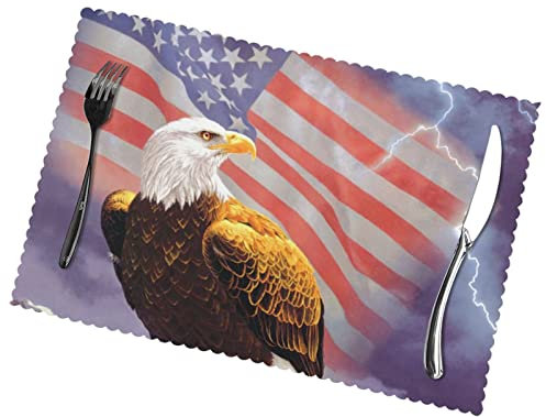 Tischsets mit USA-Flagge, 6er-Set, rutschfest, Tischsets, hitzebeständig, 45 x 30 cm