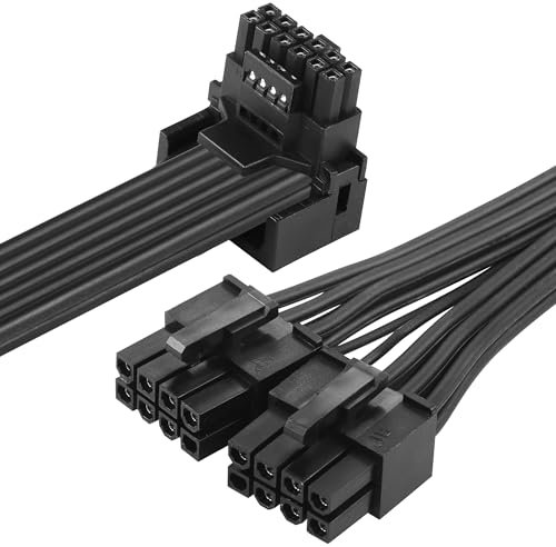 CERRXIAN 1FT ATX3.0 12VHPWR auf 3x 8Pin Stromkabel, PCI-e 5.0 12VHPWR ATX3.0 600W 16 Pin Stecker auf 3x8Pin (6+2) Buchse Kabel, für Grafikkarte GPU 12+4Pin RTX 3090Ti 4070Ti 4080 4090 (2x8Pin M-0.7M)