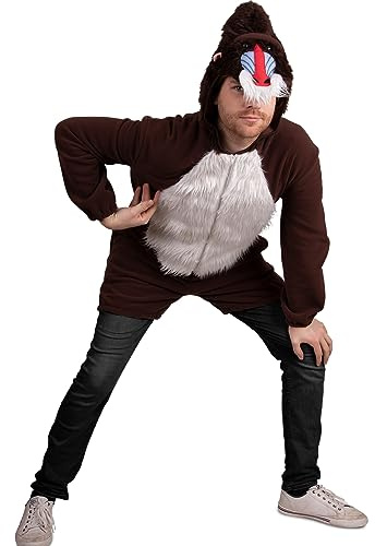 Krause & Sohn Affen Kostüm Mandrill Rafiki für Herren Gr. S-XL braun Tier Pavian Tierkostüm Fasching Karneval