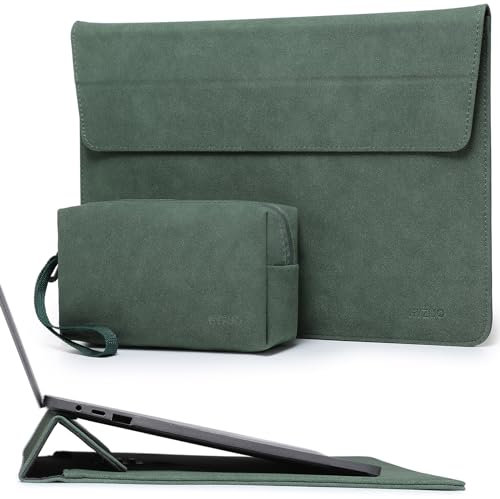 HYZUO 13.3-14 Inch Laptop Sleeve Case Bag with Adjustable Stand for MacBook Pro 14 M4/M3/M2/M1 Pro/Max 2025-2021, MacBook Air/Pro 13.3, 13.8/13.5 Surface Laptop 7-1, with Pouch, Midnight Green