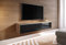 MINIO go for it - TV Schrank Donna, Breite 140 cm, TV Lowboard, Stehend oder Hängend, Fernsehschrank für das Wohnzimmer, Moderner Stil, Wotan Eiche/Schwarz Hochglanz - ohne LED Beleuchtung