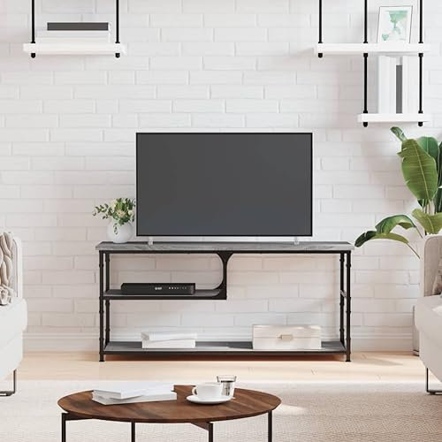 BUKSCYJS Tv Eckschrank,Tv Tabletv-Schrank Grau Sonoma 103x38x46,5 cm Holzwerkstoff Und Stahlgeeignet FüR Wohnzimmer, Schlafzimmer, Empfangsraum, BüRo, Arbeitszimmer