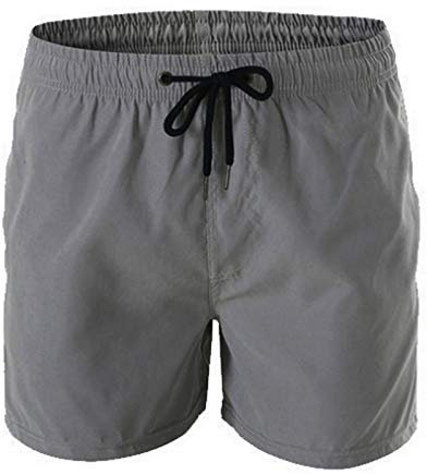 UnoSheng Costume da bagno da uomo in poliestere, corto, casual, da uomo, con interno asciutto, Quick Sports, da gara, grigio scuro, S
