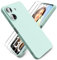 Ikziwreo - Funda para Xiaomi Redmi 13C / Xiaomi Poco C65, con 2 Pack Protector de Pantalla de Vidrio Templado, Carcasa de Silicona Suave Ultrafina, a Prueba de Golpes y Caídas - Verde Claro