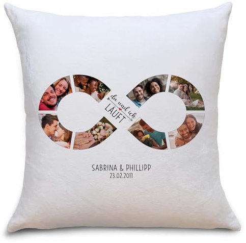 OWLBOOK® Fotokissen Fotogeschenke mit eigenem Foto Personalisierte Geschenke für Frauen und Männer Du & Ich Flauschig 40x40