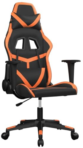 vidaXL Gaming Stuhl, Bürostuhl mit Massagefunktion, Drehstuhl Höhenverstellbar, Sessel Chefsessel Computerstuhl, Schwarz Orange Kunstleder
