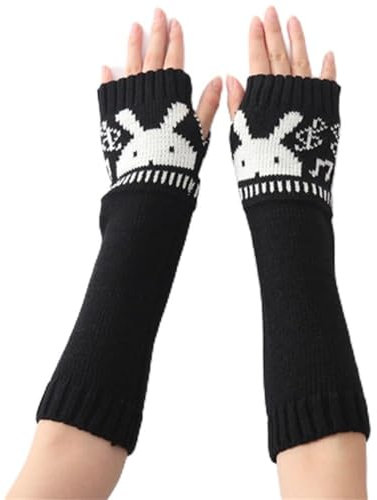 Warmer Strick-Armwärmer Offene Finger-Strickhandschuhe for Herbst und Winter, warme Armmanschette for Männer und Frauen, gestrickte Ärmelabdeckung (Color : Black, Size : 32x8cm)