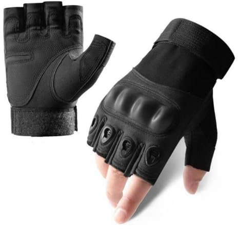 Cycling Gloves for Men, Breathable Padded Fingerless Motorcycle Gloves for Outdoor Sports, Non-Slip Wear-resistant Working Gloves, Shockproof Half Finger Gloves for Hiking Climbing Camping Hunting