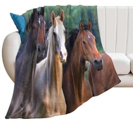 Zhimahou Überwurfdecke, Tierherde von Pferden auf der Weide, warm, gemütlich, Plüschdecke, bequeme Decke, Valentinstagsgeschenk, 100 x 75 cm
