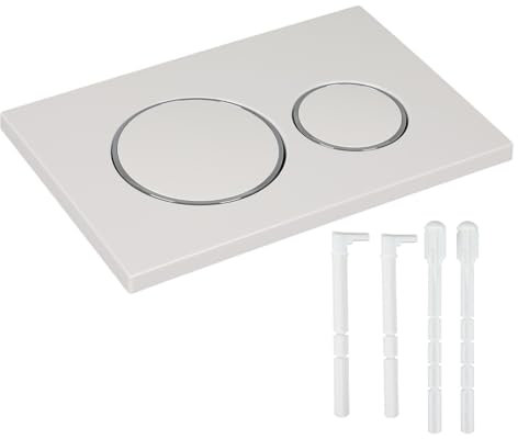 Betätigungsplatte drückerplatte Chrom Kunststoff WC spülkasten ersatzteile modell kompatibel mit GEBERIT SIGMA20 (glänzend weiß mit silber ring)