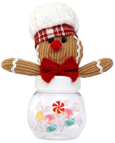 Shurzzesj Gingerbread Cookie Jar, Gingerbread Man Christmas Cookies Jar, Nuts Storage Bottle, Decorative Treats Container For Christmas Candies Cookies