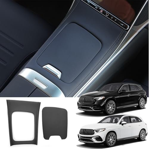 Singkin Mittelkonsole Verkleidung Leder Flockung Hartschale Aufkleber Konsolenabdeckung Set für Mercedes-Benz GLC X254 GLC260 GLC300 GLC300e GLC43 AMG 2023 2024 Zubehör Innendekorations-Abdeckung