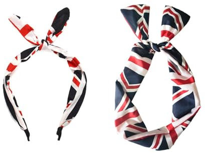 1 Bandeau À Nœud Et 1 Bandeau Élastique, Accessoires Pour Cheveux Drapeau National, Couvre-Chef À Nœud, Bandeaux Mode Pour Femmes, Bandeaux Rétro, Accessoires Vestimentaires