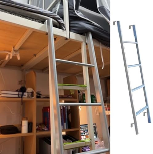 forestalk Bunk Bed Ladder Silver Bunk Bed Ladder Hook-on, Boat Loft Home Dorm Motorhome Camper Replacement Ladder, 116cm/ 130cm/ 140cm/ 150cm Tall Climb Ladder(Size:116cm/45)