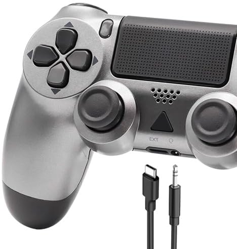 Wireless Controller for PS-4, Controller Wireless for PS-4/Pro/Slim/PC, Bluetooth Gamepad Joystick with Dual Vibration Touch Panel 3.5mm Audio Jack Six-Axis Upgraded Ergonomic Controller(Grey)
