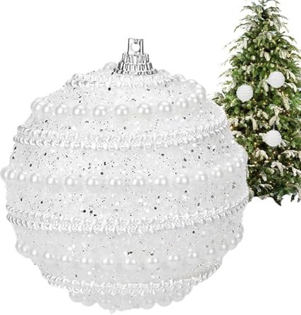 Large Christmas Bauble - Christmas Tree Baubles Ornaments, Large Hanging Beads Baubles | Glitter Straw Christmas Ornaments Bead Balls