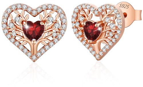 LAVUMO Orecchini Donna Argento Sterling 925 Albero Della Vita Cuore Gioielli con Pietra di Zirconia Cubica Regalo per Donne Fidanzata, Mamma, San Valentino Natale Regalo