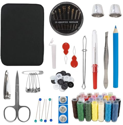 Tragbares Nähset für Anfänger und Profis, einschließlich Nadelfaden, Scherenbandmaß, Knopf-Nähzubehör und Werkzeuge (Typ M)