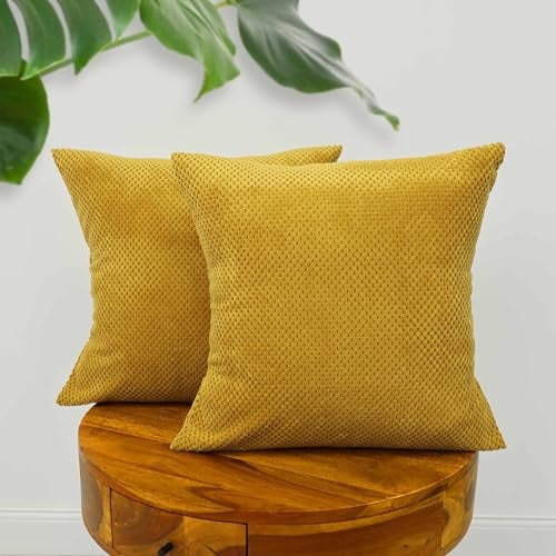 Amilian 2er Set Kissen mit Füllung und Bezug – Dekokissen für Sofa, Bett oder Couch – Zierkissen Set mit weichem Innenkissen – Waschbar & stilvoll - Sonnentraum - 50 x 50 cm