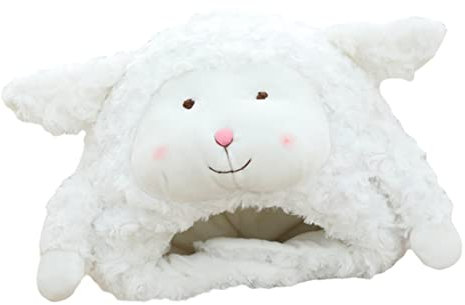 Veemoon Verstellbare Schafsmütze Aus Geruchlosem Material Weiße Kopfbedeckung Als Verkleidungszubehör Für Halloween Und Partyperformance