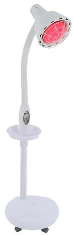 Infrarotlampe Medizinisch275W mit Rädern 125-160cm Höheneinstellbar 360°Drehbar Dehnbar Winkel-Temperatur-Einstellbar Timer Therapie Rotlichtlampe Wärmelampe Infrarot mit Fernbedienung Schutzgitter