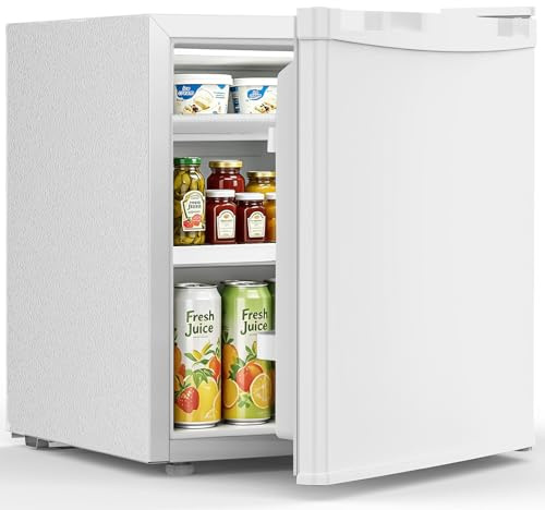 Antarctic Star Mininevera con congelador de 50 g/m², mini nevera vertical con estantes extraíbles, 7 termostatos ajustables, silenciosa para dormitorio y hogar