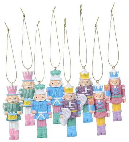 Amosfun 8 Stück Teiliges Ornament aus Holz Mini Figuren zum Hängen Weihnachtsdekoration für Baum und Festlichkeiten Weihnachtsdeko für Drinnen und Draußen