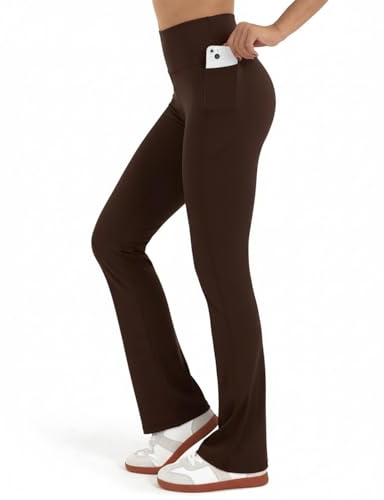 Zylioo Flared Leggings Lang Bein Yogahose Damen Extra Lang BootcutLeggings | Extra Tall Fitnesshose Bootleg Jazzpants Blickdicht Sportleggings Mit Tasche Für Fitness Gym Alltag Sport