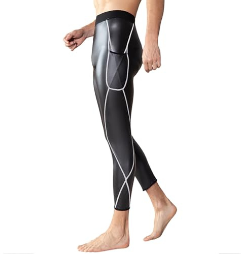 ZDSUHYIW Kunstleder Leggings Herren Lederleggings Wetlook Glanz Lederimitat Hose Hohe Taille Bauchweg Body Shaper Pu Leder Kompression Strumpfhose Slim Fit Sporthose Tights Clubwear