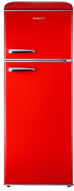 Corbero – Frigorífico Retro Estático | CF2PG148RR2 | 148x55x62 cm | Capacidad 215L | Congelador 45L | 40 dB | Luz Interior | Estantes de Cristal | Patas Niveladoras | Color Rojo