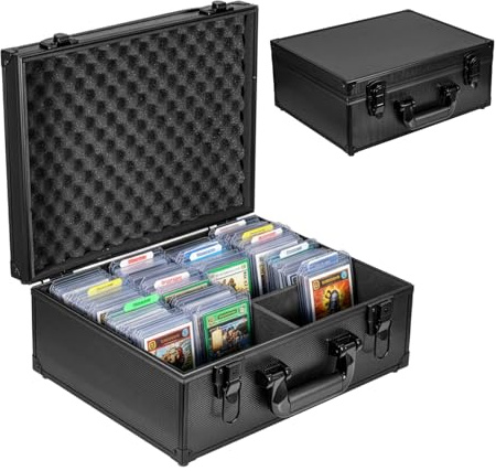 LN COZY CORNER Graded Card Storage Box Trading Card Storage Box Portable Card Holder for PSA, BGS, SGC, CSG Slabs Top Loaders and Sports/MTG Trading Cards (Black, 38x30x15cm)