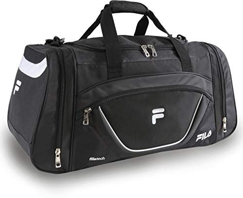 Fila Acer Large Sport Duffel Bag, Black/White, One Size