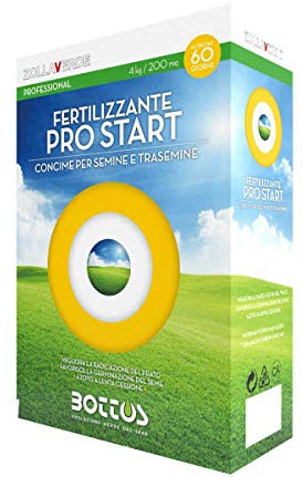 Bottos PRO START, Fertilizzante Granulare,migliora la radicazione del prato,favorisce la germinazione dei semi, Azoto a Lenta Cessione, Facile Utilizzo, Risultato Immediato, 4 Kg