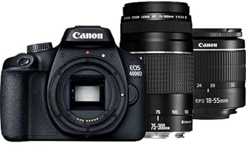 Canon EOS 4000D + 18-55 DC + 75-300 DC Corpo della fotocamera SLR 18 MP 5184 x 3456 Pixel Nero