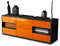 Stil.Zeit TV Schrank Lowboard Anni, Korpus anthrazit matt, Front Hochglanz Design Mandarine (135x49x35cm), Push to Open Technik & Leichtlaufschienen
